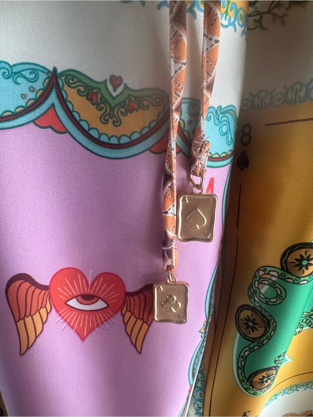 Colorful Playing Card Print Wide Leg Pants | Statement Resort Pants | Size L - Picture 3 of 3